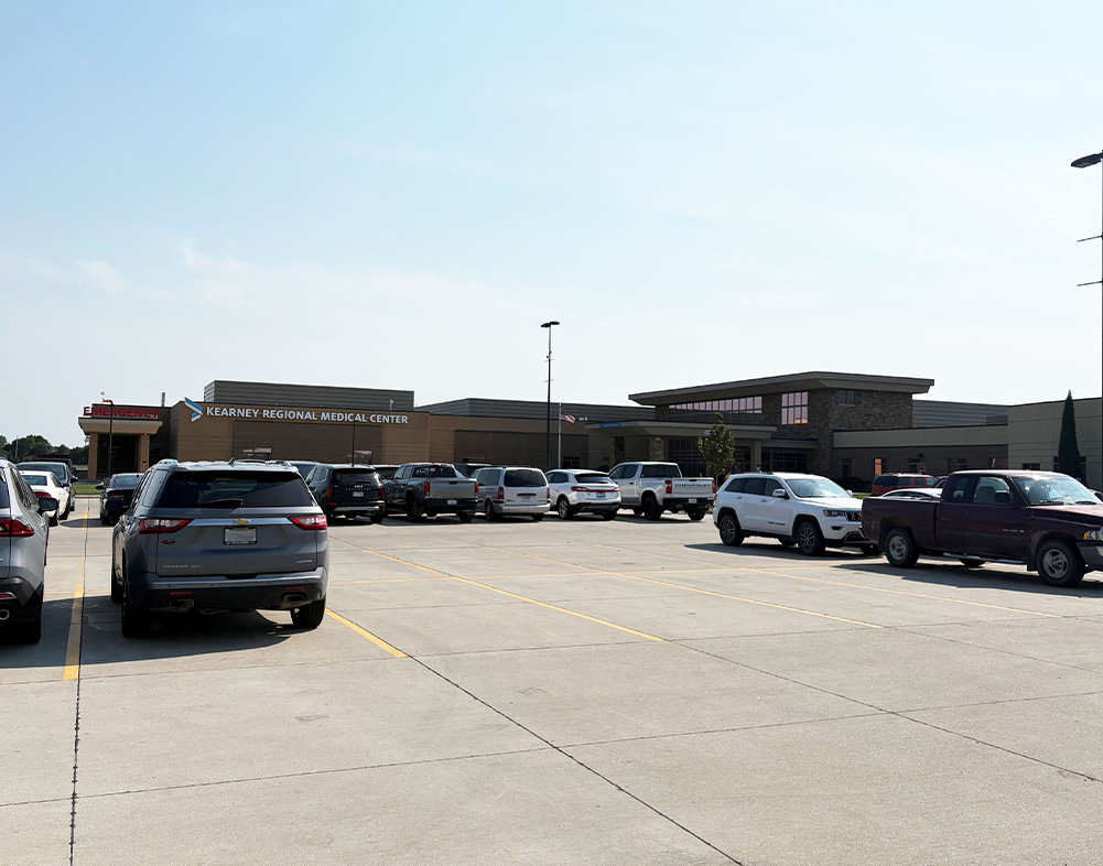 view from parking lot of KRMC